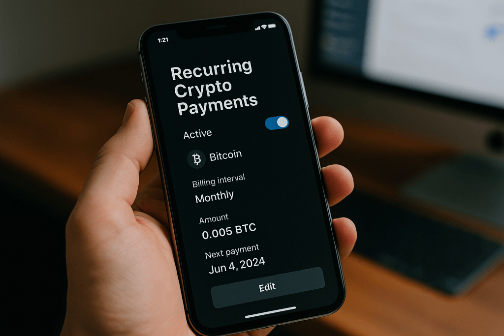 recurring crypto payments interface